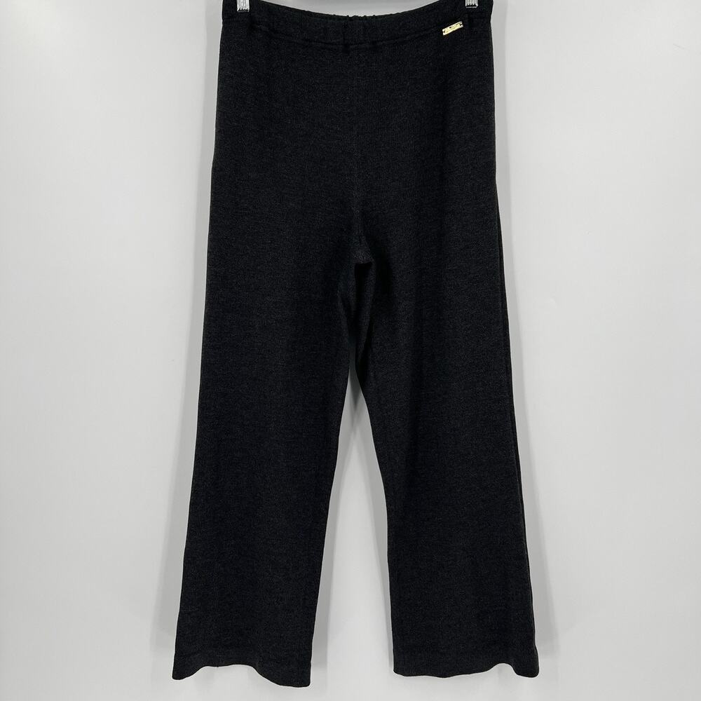 St. John Sport Womens Small Wide Leg Knit Charcoal Gray Pull On Dress Work Pants